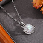 Necklace #8 304 Stainless Steel Diamond-encrusted Heart And Moon Necklace