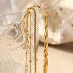Gold Stainless Steel Double Wrap Snake Bone Chain Bracelet