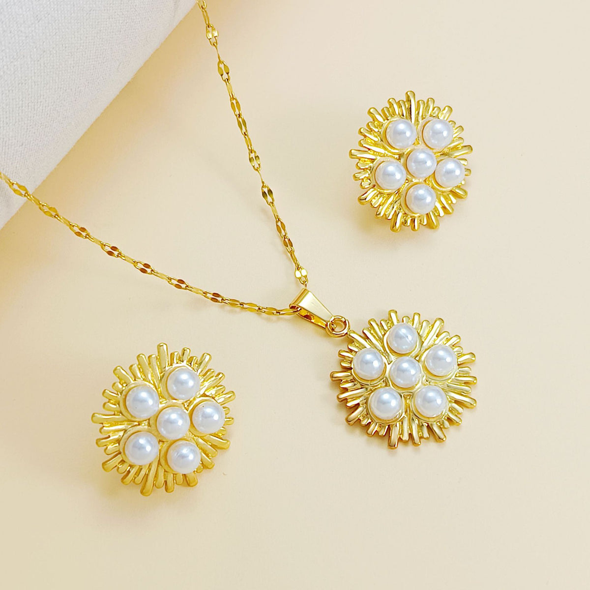 Set 5# Titanium Steel Irregular Necklace And Earring Set