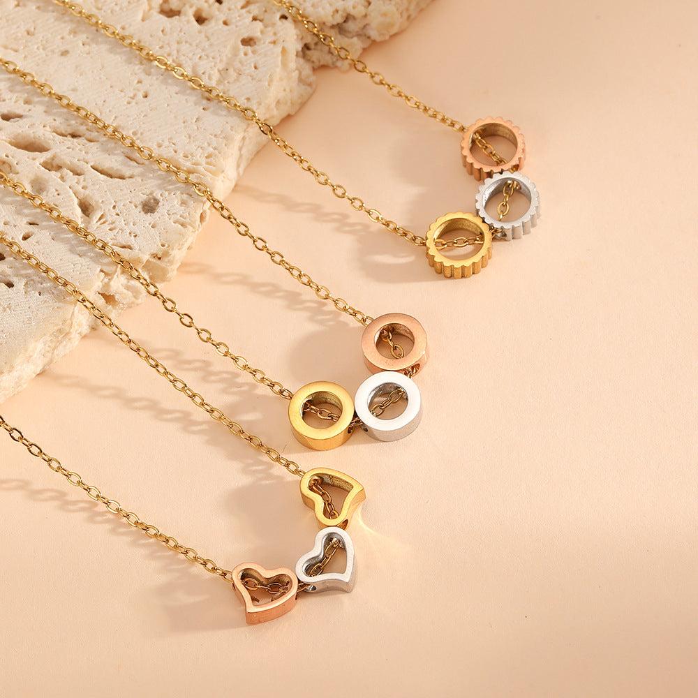 Golden Heart Necklace Stainless Steel Openwork Heart Necklace