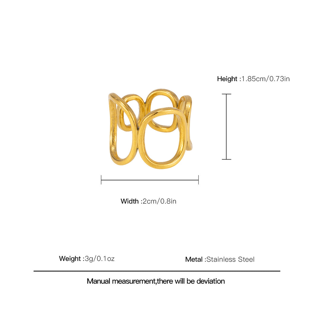 Ring1# Stainless Steel Irregular Line Ring