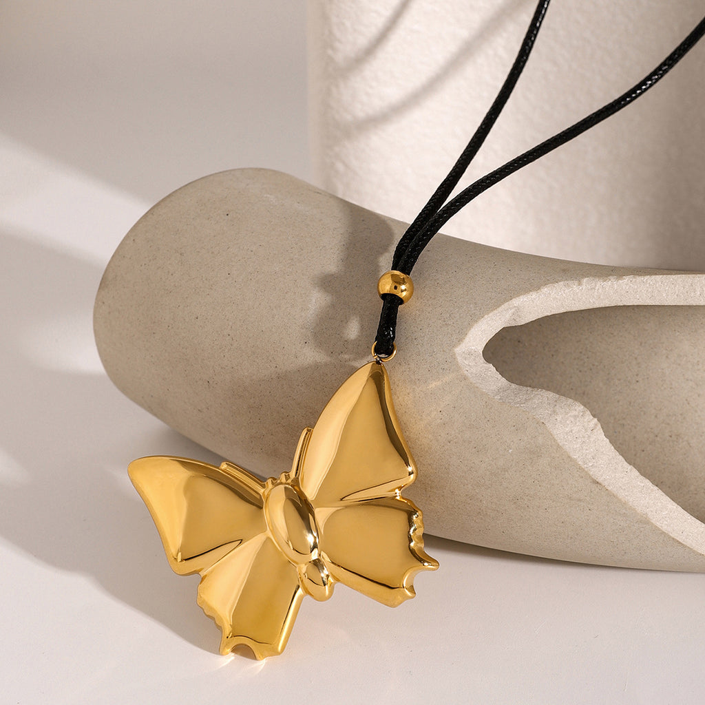 Gold Stainless Steel Butterfly Necklace