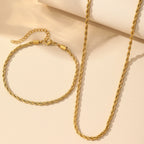 Silver Stainless Steel Twist Necklace Bracelet Set