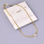 Combination Stainless Steel Diamond-encrusted Heart Necklace And Bracelet Set
