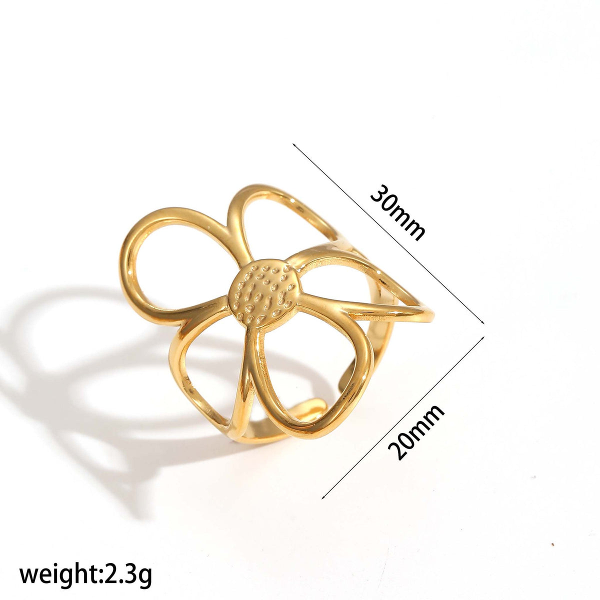 Ring 6# Stainless Steel Flower Ring
