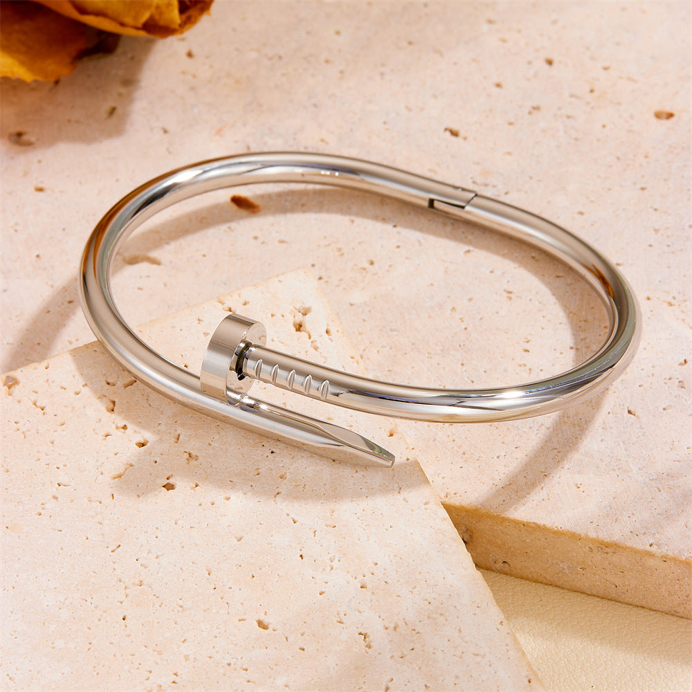 Steel Color Diamond-free Bracelet R404 Titanium Steel Nail Bracelet