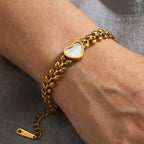 Gold Stainless Steel Heart Bracelet