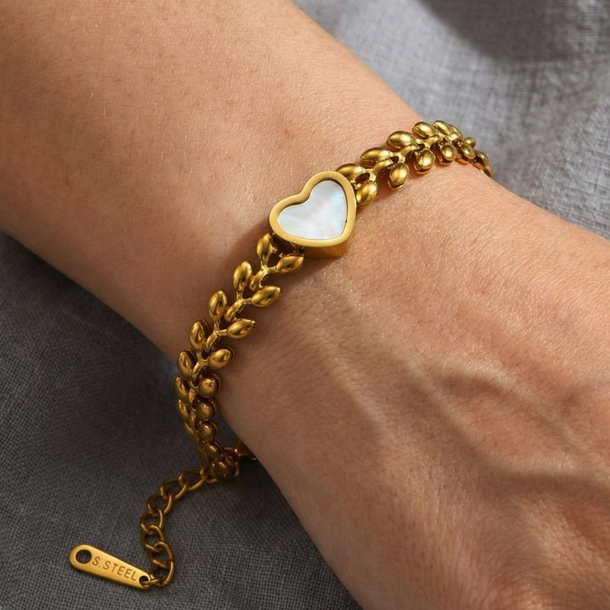 Gold Stainless Steel Heart Bracelet