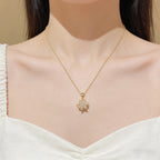Gold #1 Rotatable Four-leaf Flower Pendant Necklace