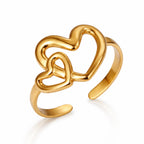 Gold Stainless Steel Heart Ring