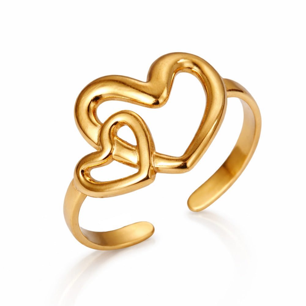 Gold Stainless Steel Heart Ring