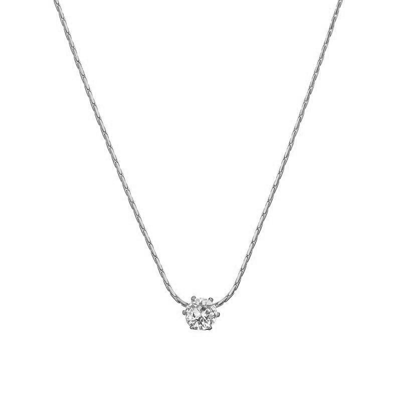 Fashion Gold Titanium Steel Round Necklace With Diamonds