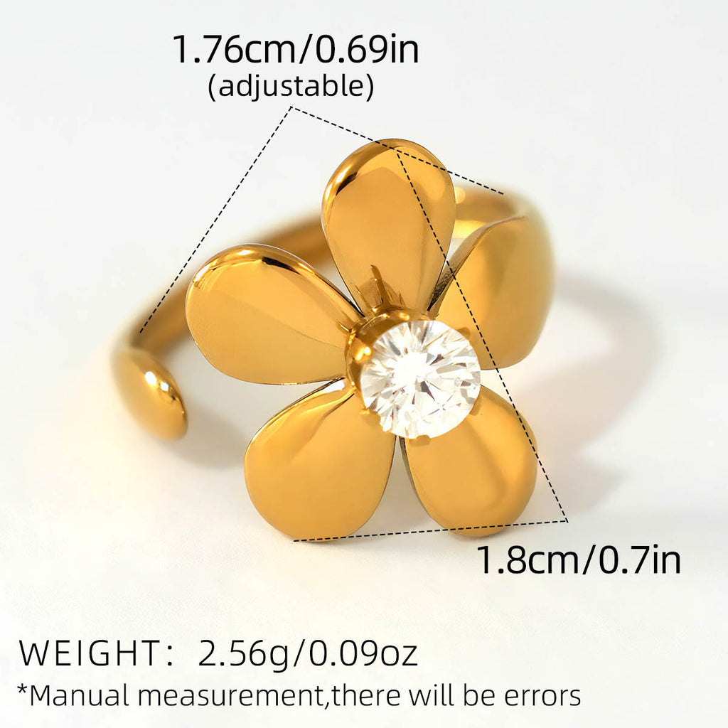 Ring 2# Stainless Steel Diamond Hollow Ring