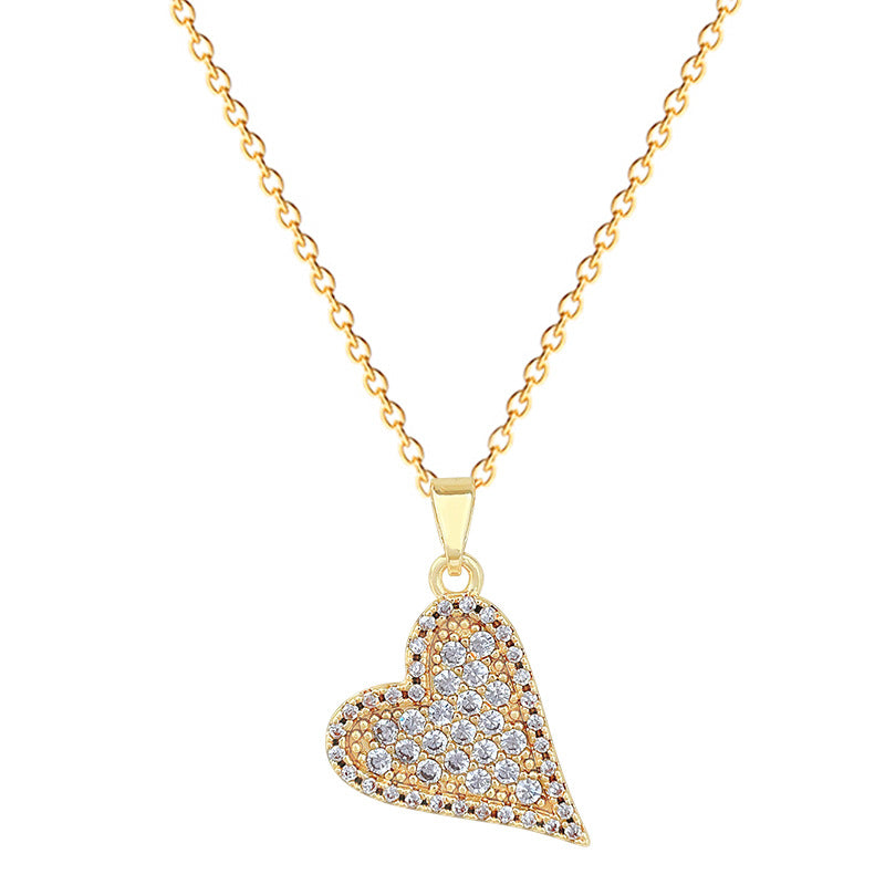 Necklace Stainless Steel Diamond-encrusted Heart Necklace