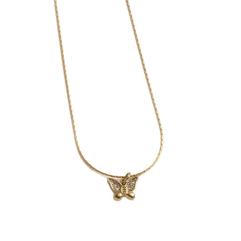 Necklace Titanium Steel Pave Butterfly Jewelry Set Necklace