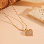 Gold Necklace Titanium Steel Diamond Heart Necklace