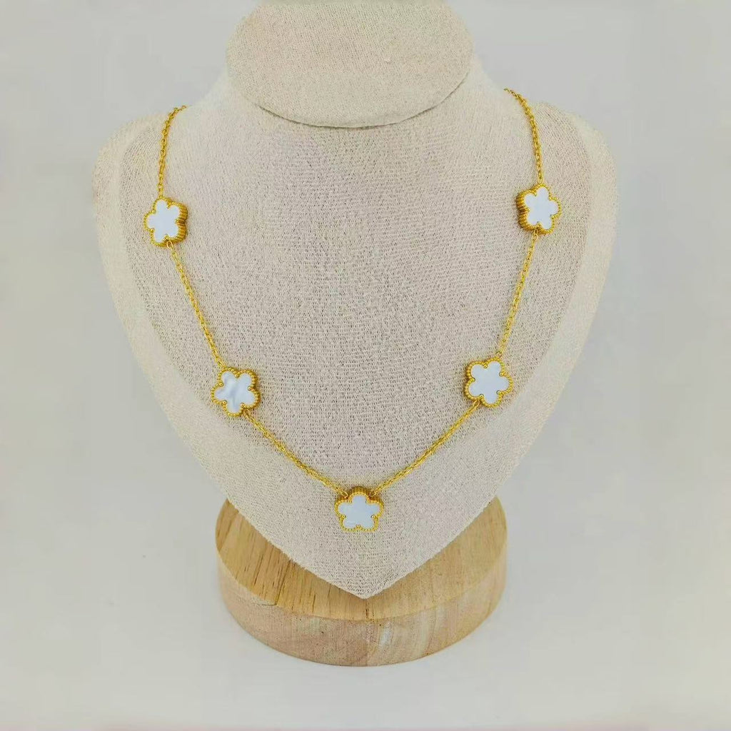 Yellow Necklace Stainless Steel Flower Necklace