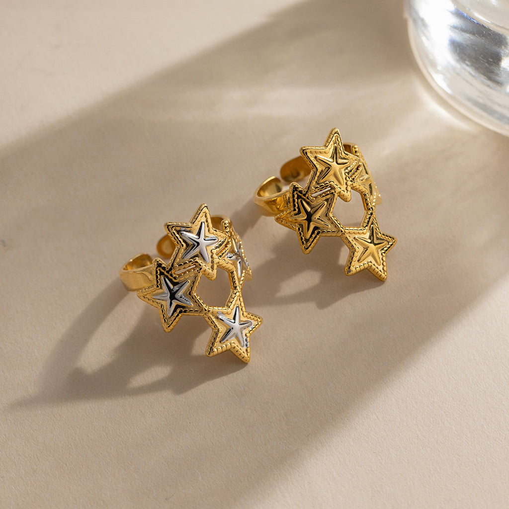 Gold Stainless Steel Five-pointed Star Ring