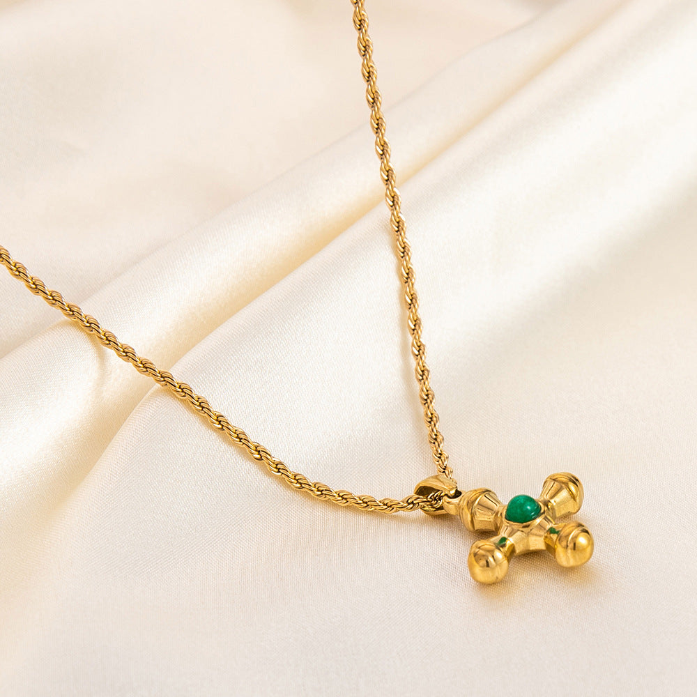 Gold Stainless Steel Cross Necklace