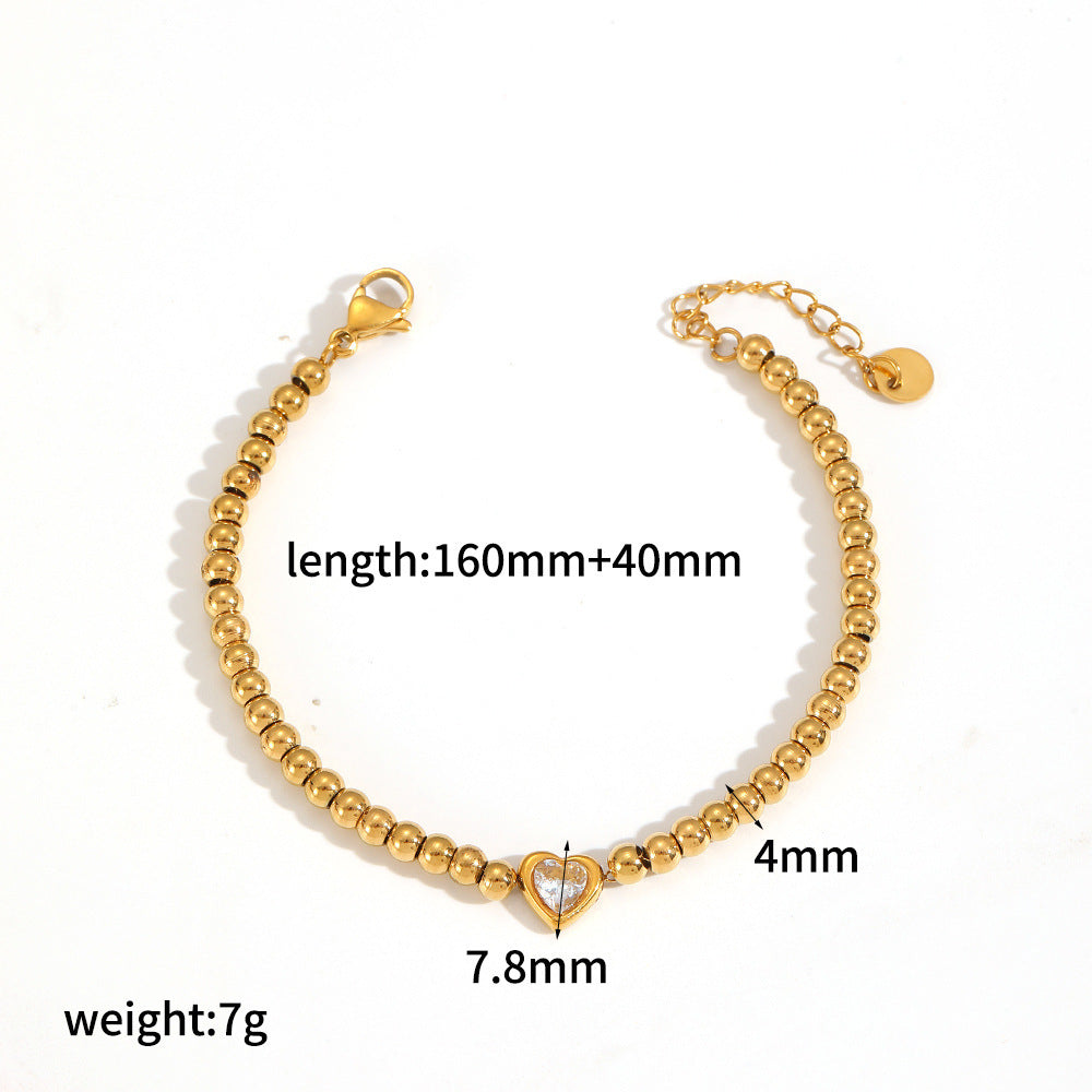 Bracelet 1# Stainless Steel Diamond Heart Bracelet