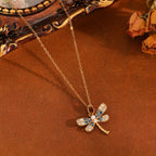 Gold And White Diamond Earrings Stainless Steel Diamond-encrusted Dragonfly Earrings
