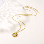 Gold Stainless Steel Diamond-encrusted Virgin Mary Necklace