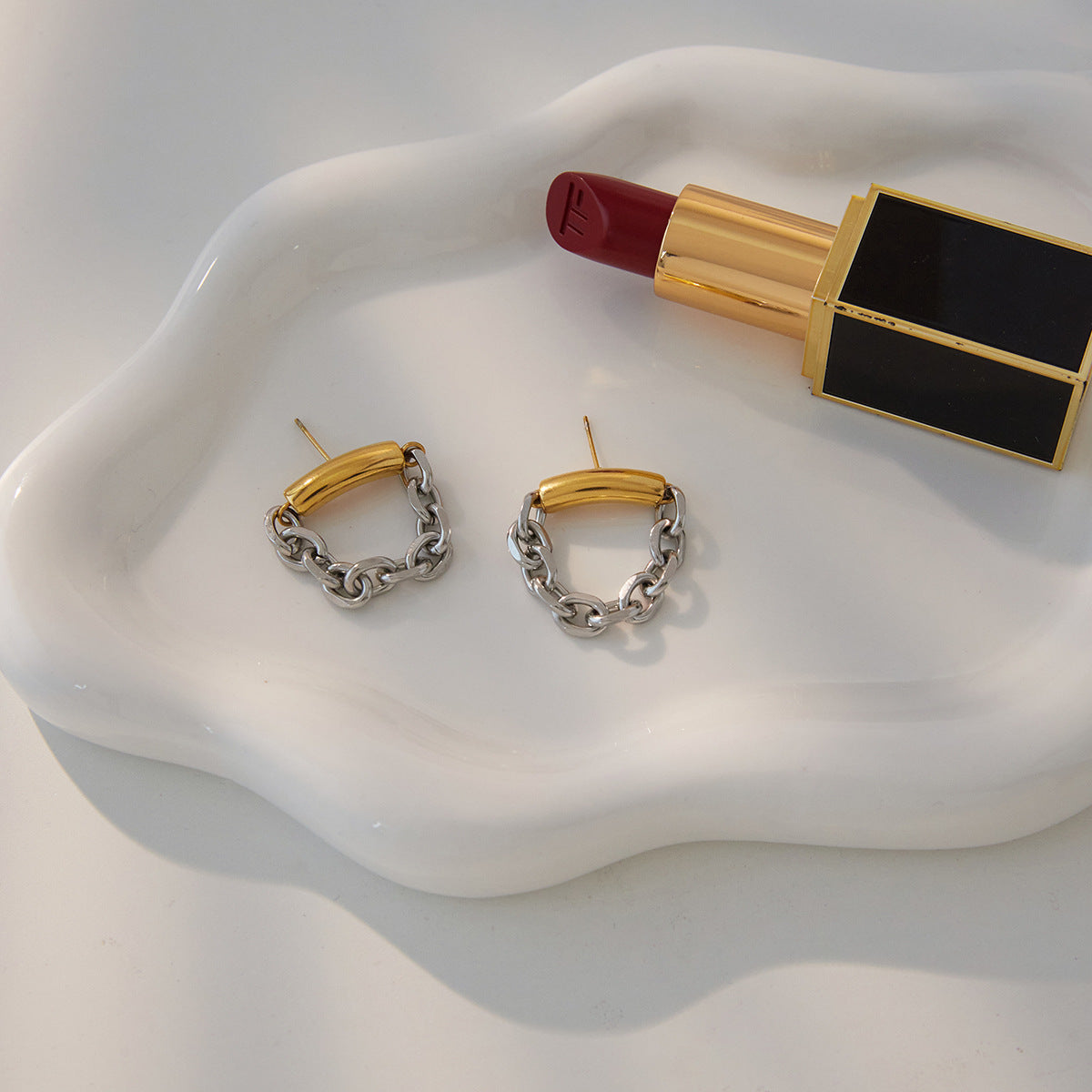 Gold Stainless Steel Chain Earrings