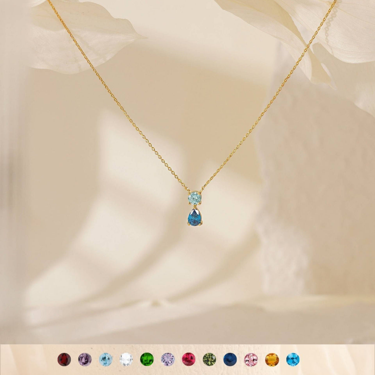 April + Transparency Titanium Steel Diamond-encrusted Teardrop Necklace