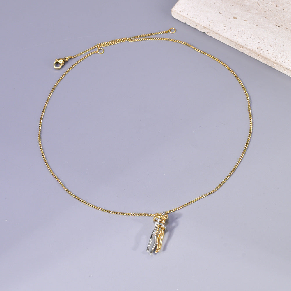 Gold-circle Snake Chain Titanium Steel Color Matching Hug Necklace