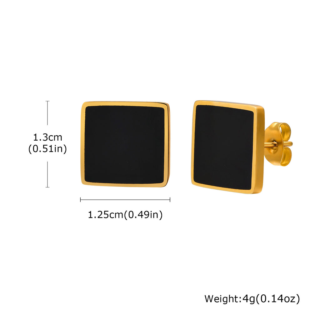 A Pair Stainless Steel Square Earrings