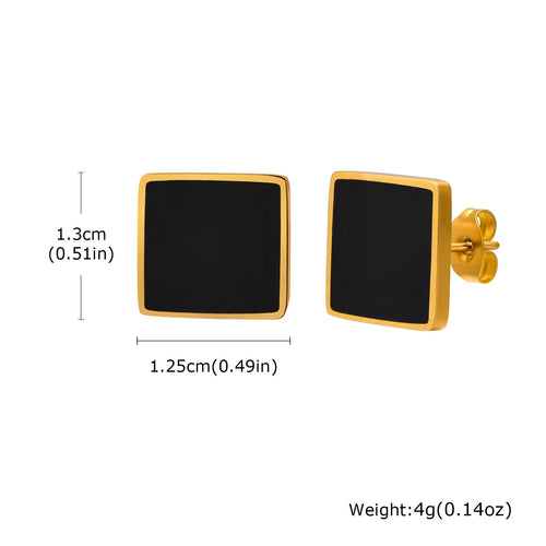 A Pair Stainless Steel Square Earrings