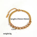 White Stainless Steel Heart Diamond Bracelet