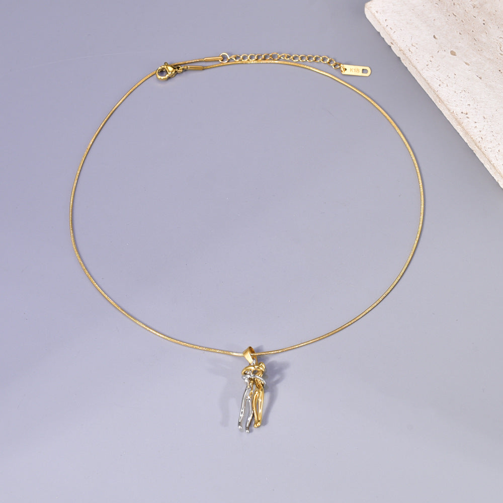 Gold-circle Snake Chain Titanium Steel Color Matching Hug Necklace