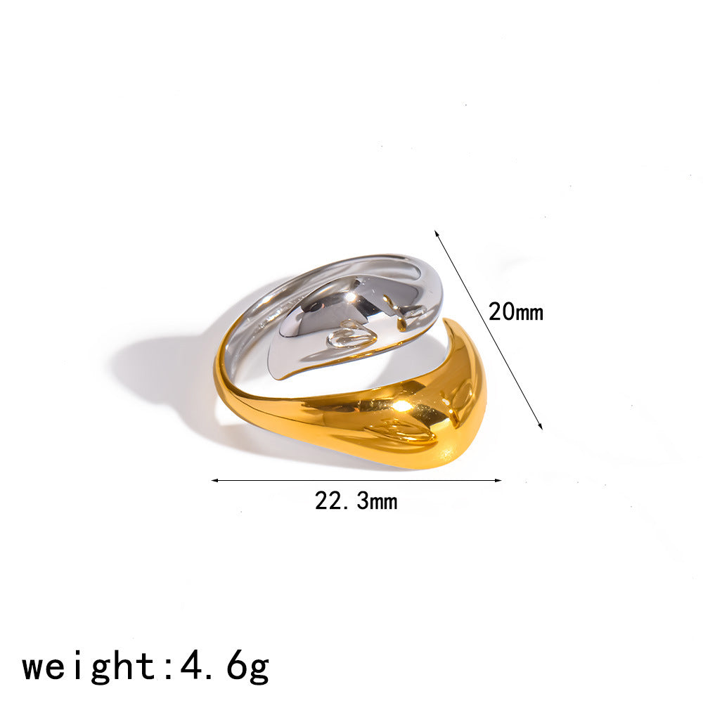 Ring #3 Multi-layer Irregular Open 18k Steel Ring