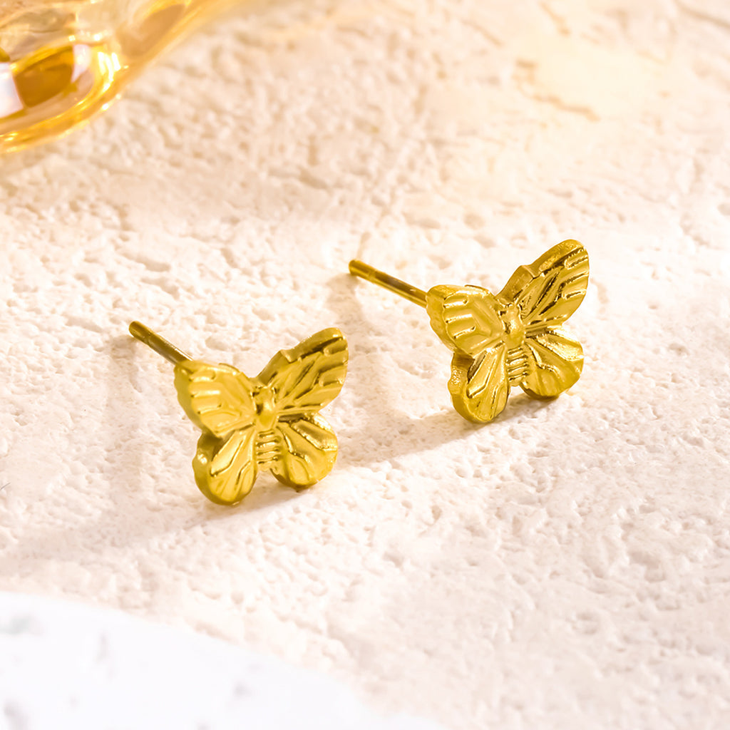 Fashion Butterfly Earrings Titanium Steel Embossed Butterfly Earrings