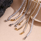 Fashion 5mm Zircon Chain Bracelet-gold Stainless Steel Gold Plated Zirconium Chain Bracelet