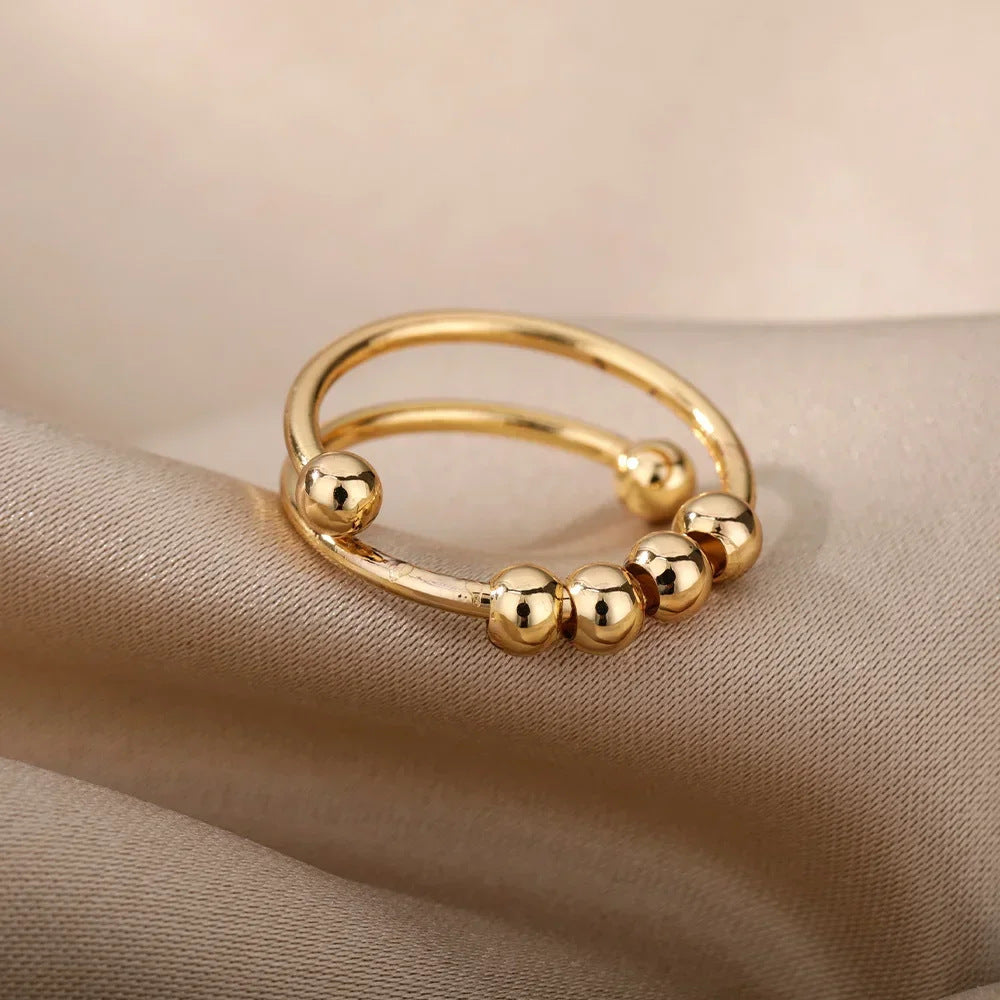Ring 1# Stainless Steel Round Ring With Diamonds