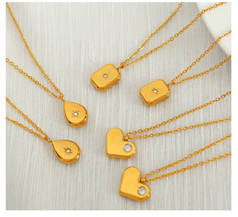 Fashion Love Titanium Steel Diamond Love Necklace