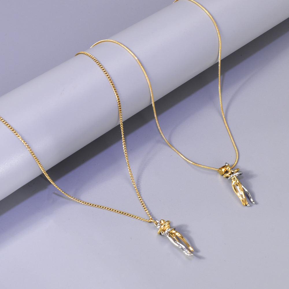 Gold-circle Snake Chain Titanium Steel Color Matching Hug Necklace