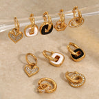 Earring #2 Stainless Steel Diamond-encrusted Round Hoop Earrings