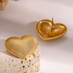 Gold Stainless Steel Heart Earrings