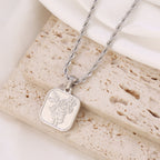 Golden Square Roses Stainless Steel Flower Necklace