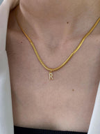 Fashion X3mm Snake Bone Chain 40cm Stainless Steel Diamond 26 Letter Snake Bone Chain Necklace