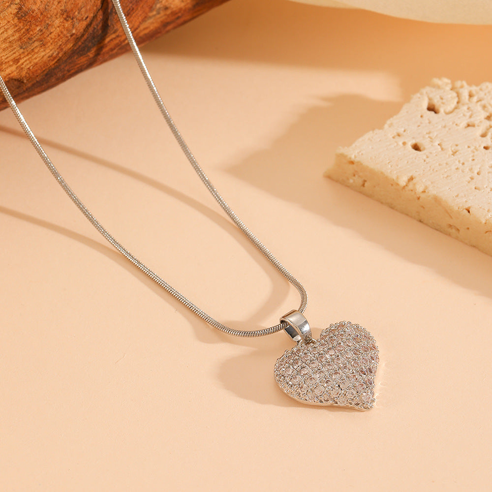 Gold Necklace Titanium Steel Diamond Heart Necklace