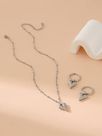 Gold Heart-shaped Earrings And Necklace Set Stainless Steel Heart Necklace Earring Set