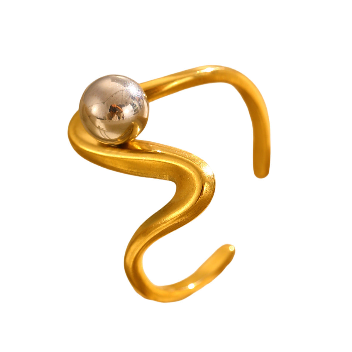 Ring 3# Stainless Steel Colorblock Bead Open Ring