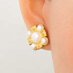 Earrings 3 Stainless Steel Pearl Geometric Earrings