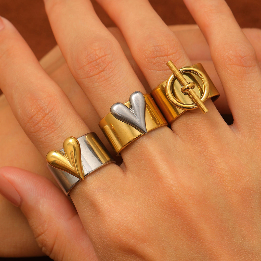 Ring 3# Stainless Steel Colorblock Bead Open Ring
