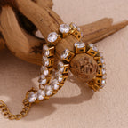 Fashion 5mm Zircon Chain Bracelet-gold Stainless Steel Gold Plated Zirconium Chain Bracelet