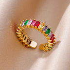 Ring 4# Stainless Steel Irregular Diamond Ring